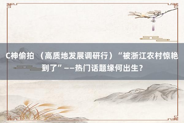 C神偷拍 （高质地发展调研行）“被浙江农村惊艳到了”——热门话题缘何出生？