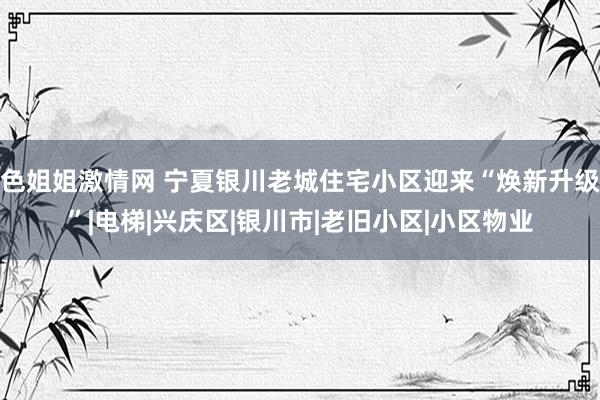 色姐姐激情网 宁夏银川老城住宅小区迎来“焕新升级”|电梯|兴庆区|银川市|老旧小区|小区物业