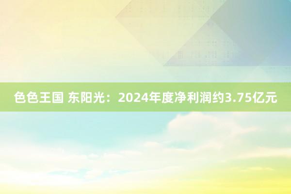 色色王国 东阳光：2024年度净利润约3.75亿元